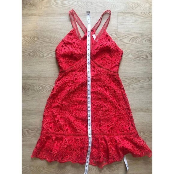Baddie Lace Cocktail Dress Criss-Cross Strap Detail Fiesta Red Party Wear - Picture 13 of 14